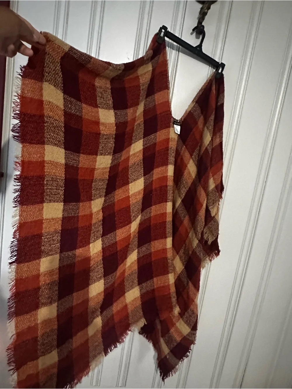 chatties Burgundy Mustard & Tan Plaid and deep burnt orange color.